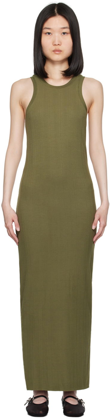 Mekko rag & bone Ribbed Round Neck Maxi Dress Vihreä | WAC24P3010NH10