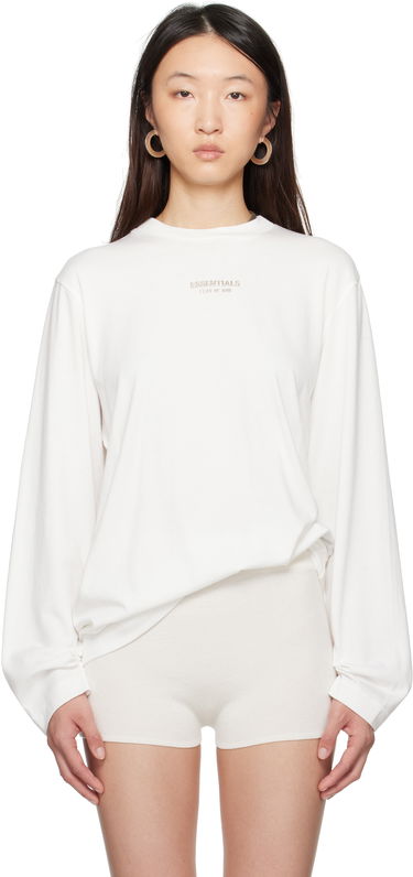 T-paita Fear of God Fear of God ESSENTIALS Classic Fit Long Sleeve T-Shirt Valkoinen | 125SP255884FW, 0