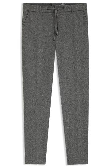 Housut BOSS Tapered-fit brushed stretch flannel trousers Harmaa | 50551542