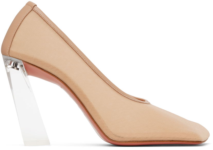 Tennarit ja kengät Amina Muaddi Half Glass Pump Heels Beige | CHARLOTTE GLASS MESH PUMP 95