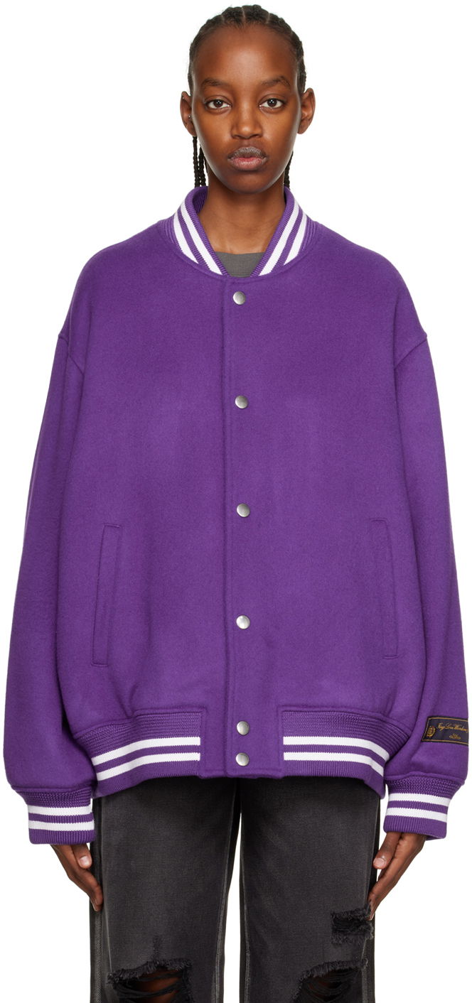 Bomber-takki We11done We11done Oversized Bomber Jacket Violetti | WD-JP3-22-029-U-PP