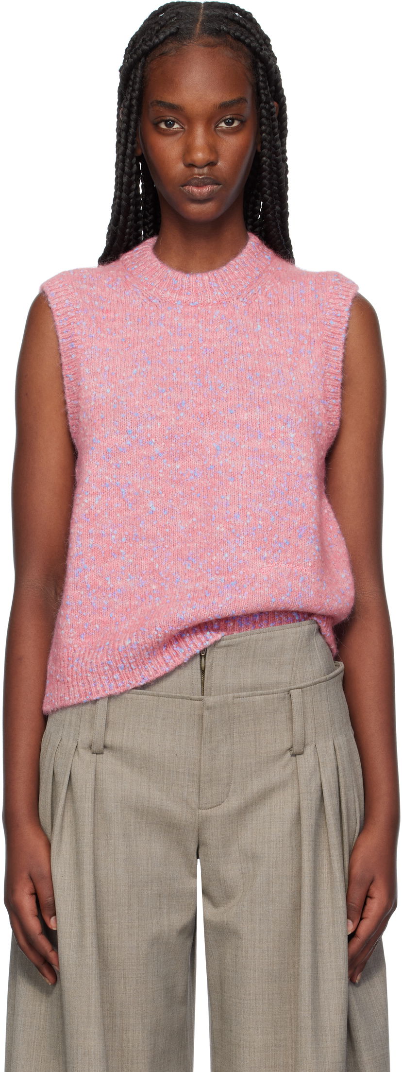 Tankkitoppi GANNI Knit Vest Vaaleanpunainen | K2332