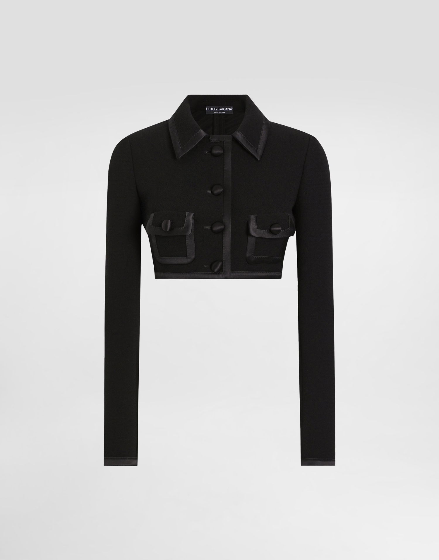 Takki Dolce & Gabbana Dolce & Gabbana Cropped Wool Crepe Jacket Musta | F27EFTFU2TZN0000, 0