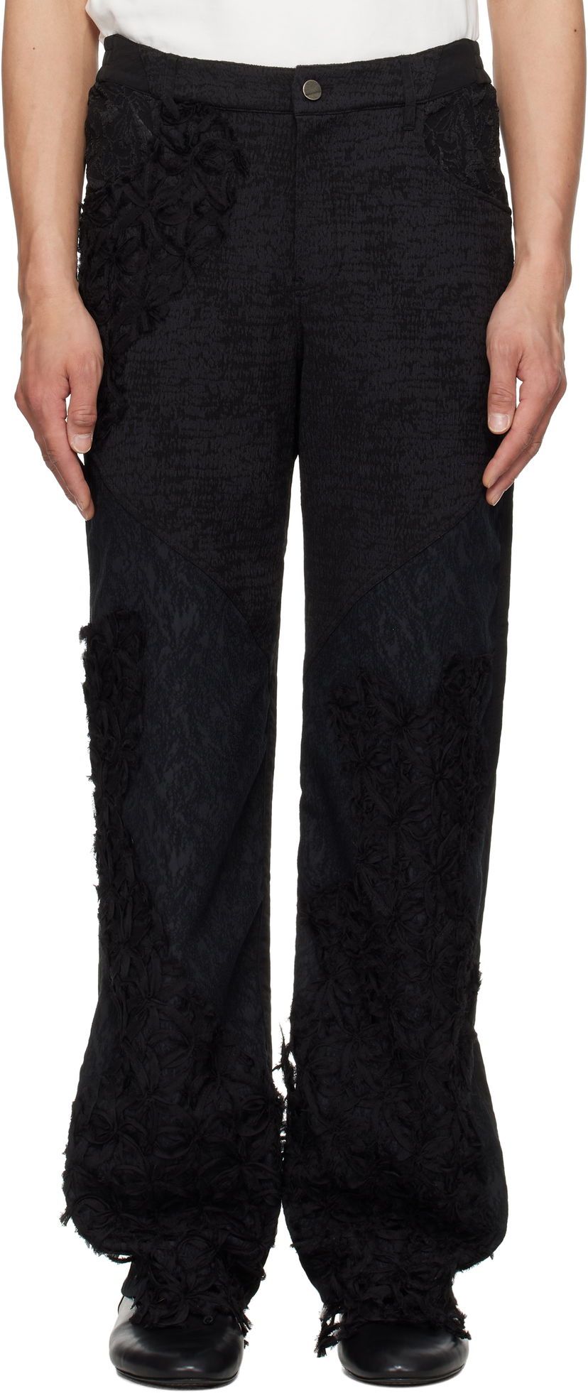 Housut ADER ERROR ADER error Product. 90 Floral Appliqué Trousers Musta | BO01SSBT0106BK