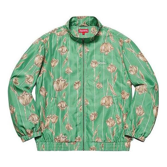 Tuulitakki Supreme Floral Silk Track Jacket Vihreä | SUP-SS19-10345