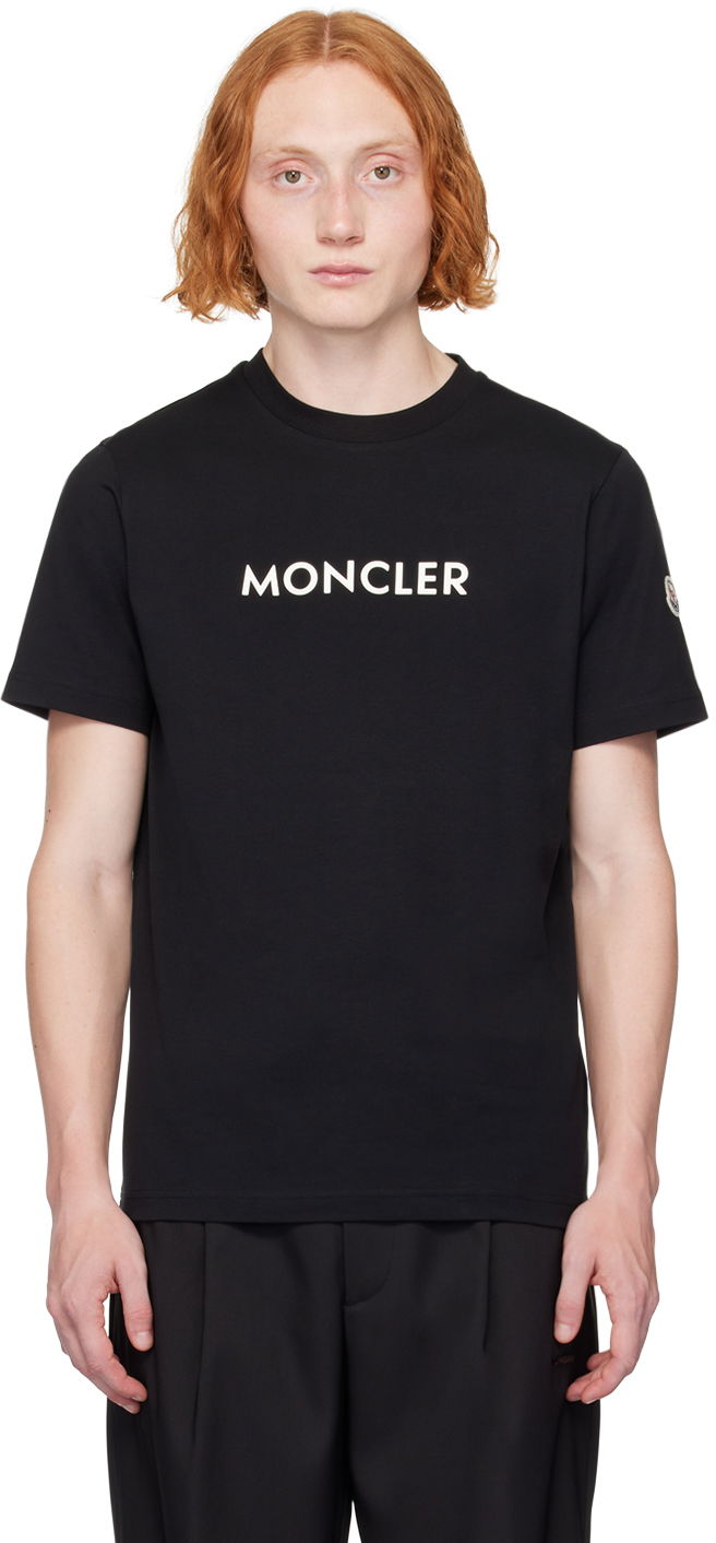 T-paita Moncler Black Bonded-Logo T-Shirt Musta | J20918C0003489AJS