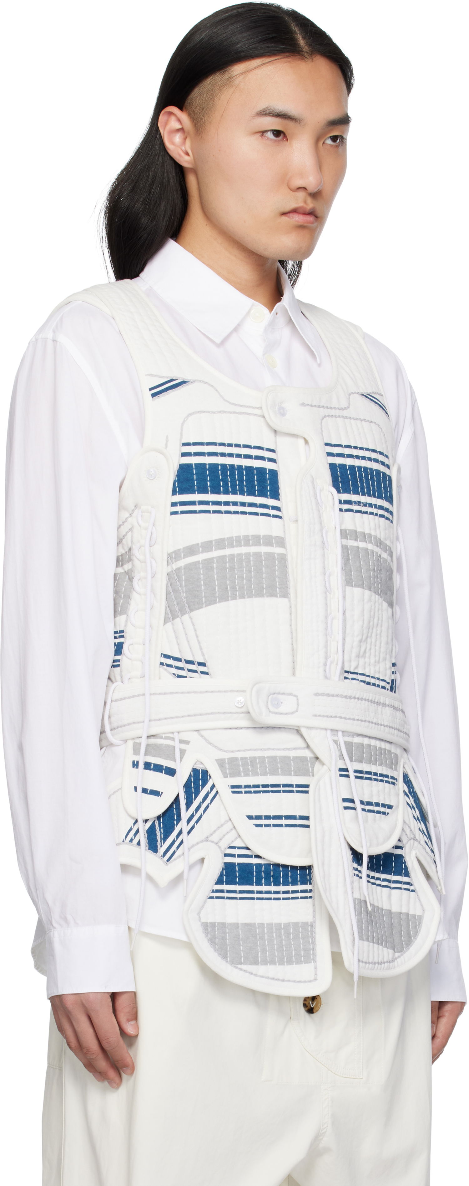 Liivi Craig Green Craig Green Hand-Embroidered Harness Vest Valkoinen | CGSS25CWOJKT85, 1