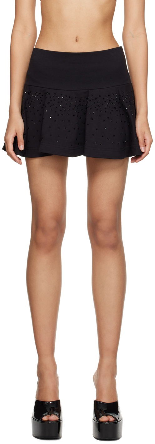 Hame Blumarine Rhinestone Decorated Mini Skirt Musta | P322F016A