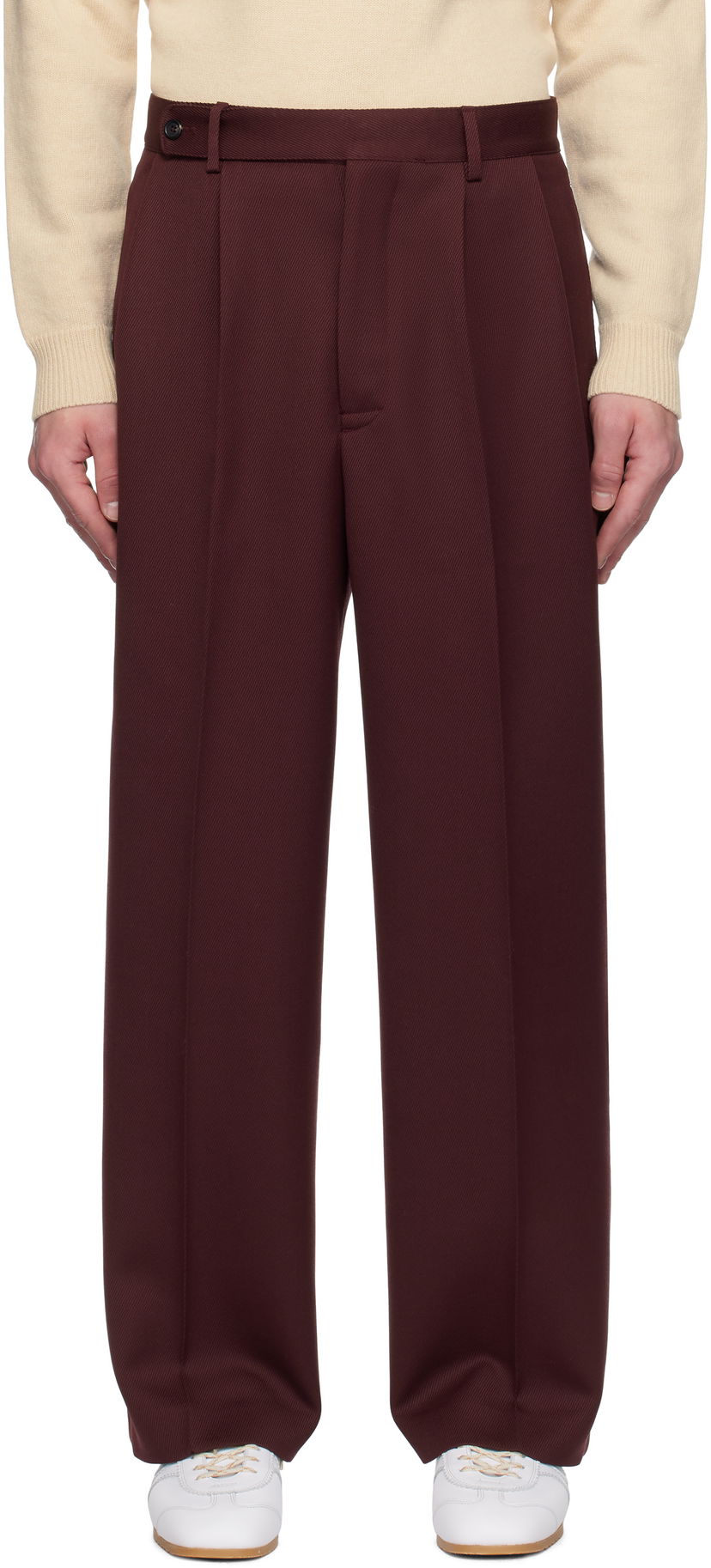 Housut Bode Twill Braided Trousers Burgundia | MRF24BT034