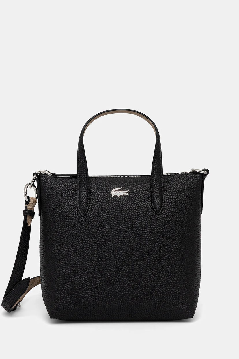 Kangaskassi Lacoste Pebbled Mini Tote Bag with Shoulder Strap Musta | NF5126AA