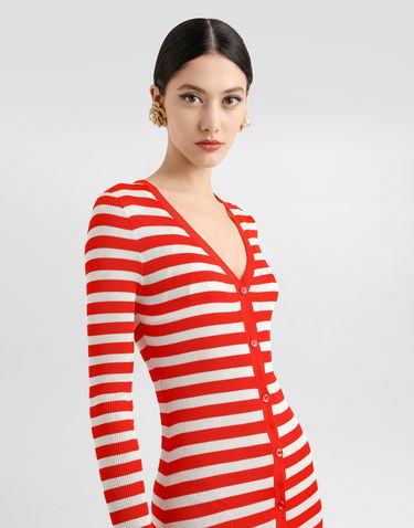 Villapaita Dolce & Gabbana Dolce & Gabbana Striped Viscose Knit Cardigan Punainen | FXVC7ZJAIRRW8266, 3