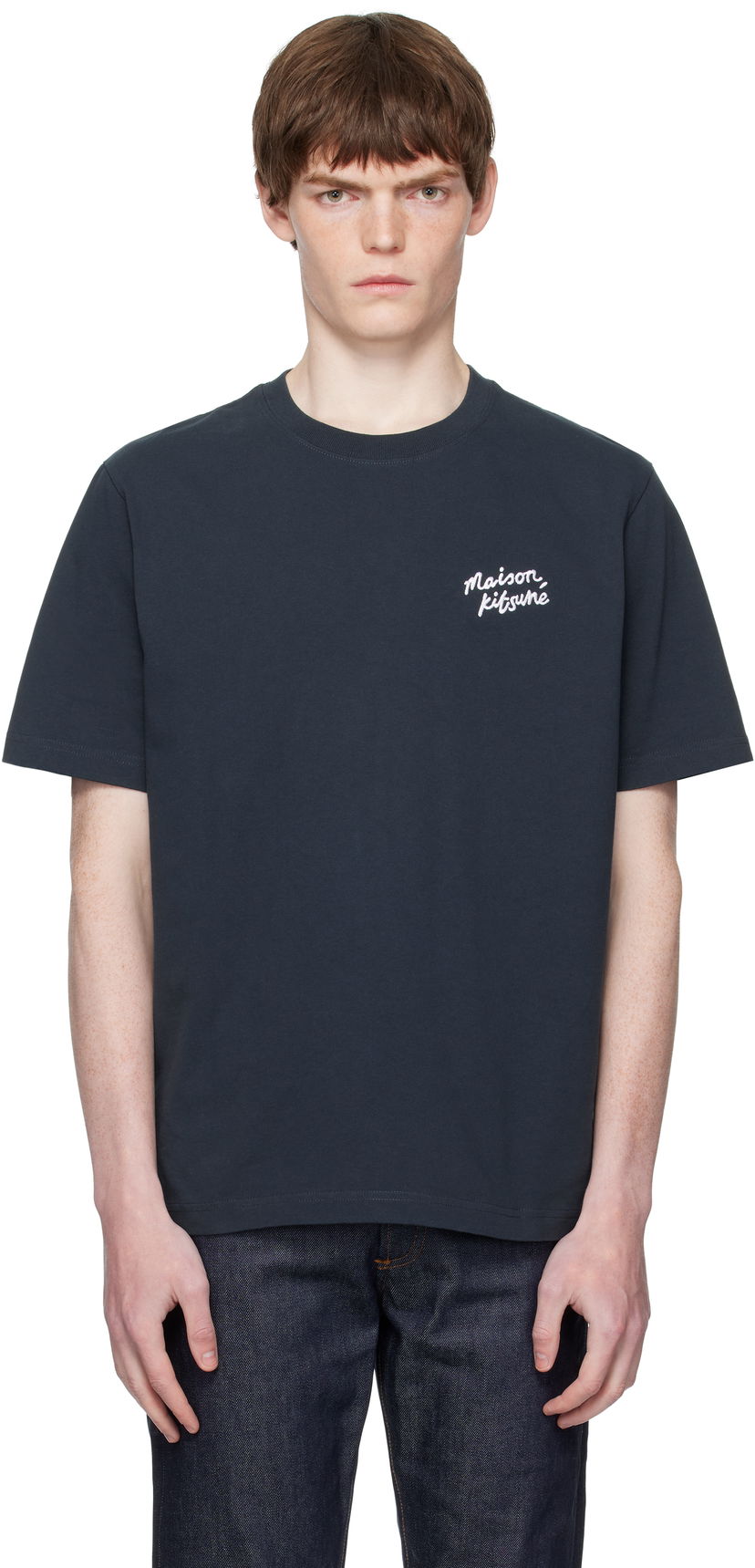T-paita MAISON KITSUNÉ Maison Kitsuné Handwriting Comfort T-Shirt Tummansininen | MM00126KJ7025