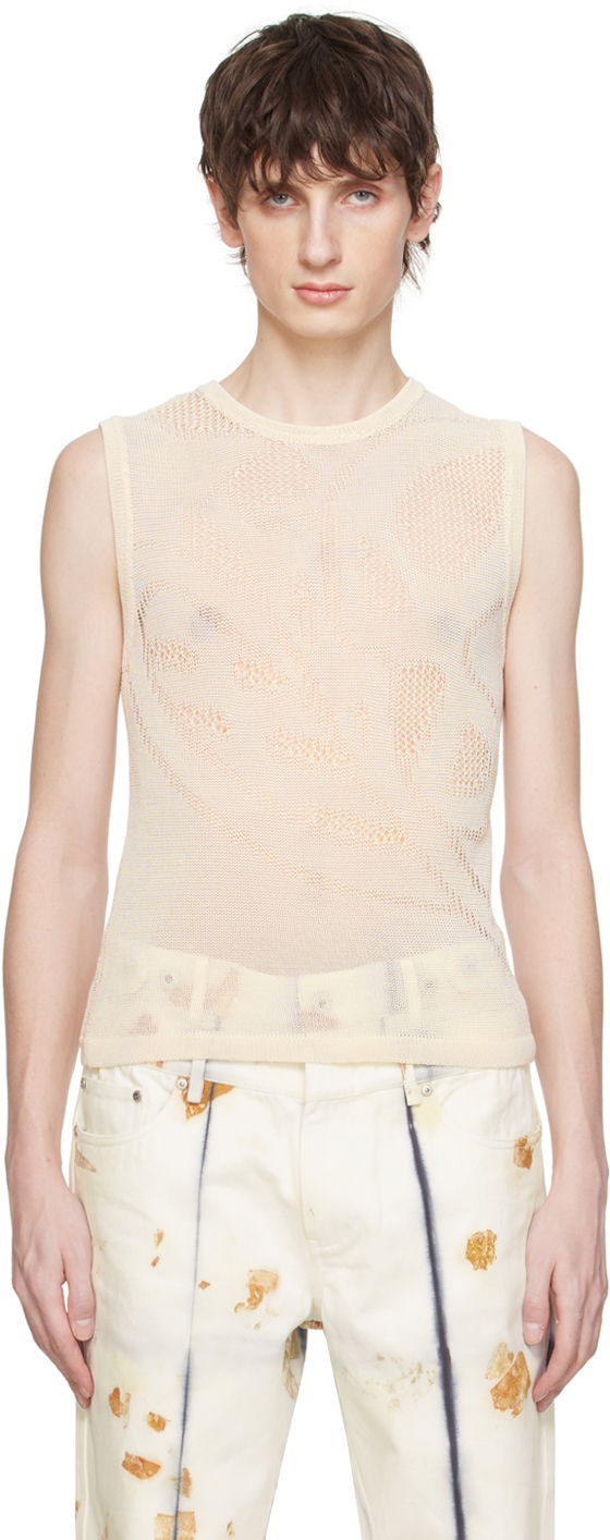 Tankkitoppi Feng Chen Wang Feng Chen Wang Open Knit Tank Top Beige | FUS17KT01W
