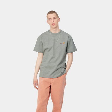 T-paita Carhartt WIP S/S American Script T-Shirt "Grey Heather" Harmaa | I029956_V6_XX, 0