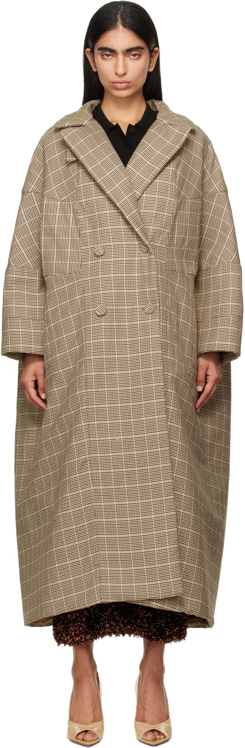 Takit Dries Van Noten Dries Van Noten Long Plaid Coat Ruskea | 242-010211-9352