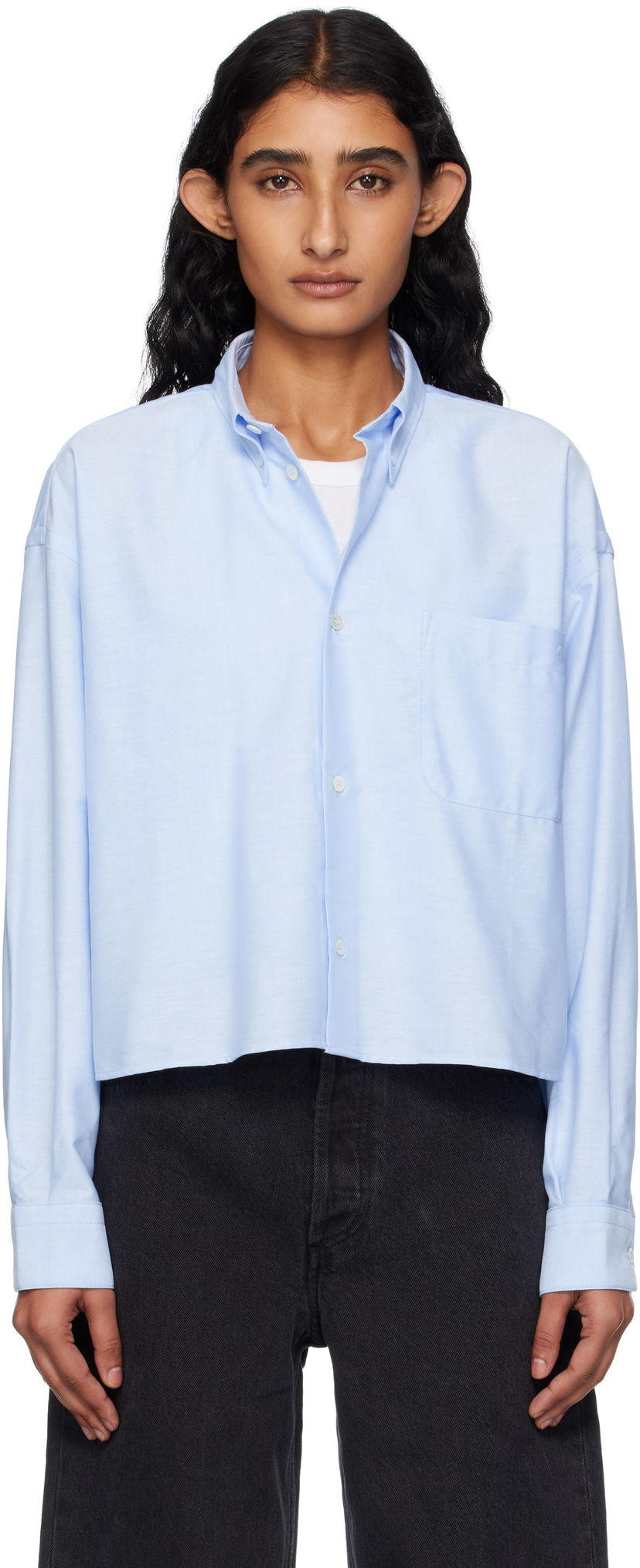 Paita A.P.C. A.P.C. Sophia Cropped Oxford Shirt Sininen | COECK-F12632