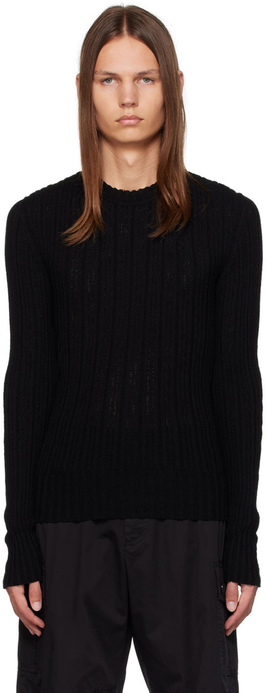 Villapaita Dolce & Gabbana Black Ribbed Sweater Musta | GXN49TJEMJ4