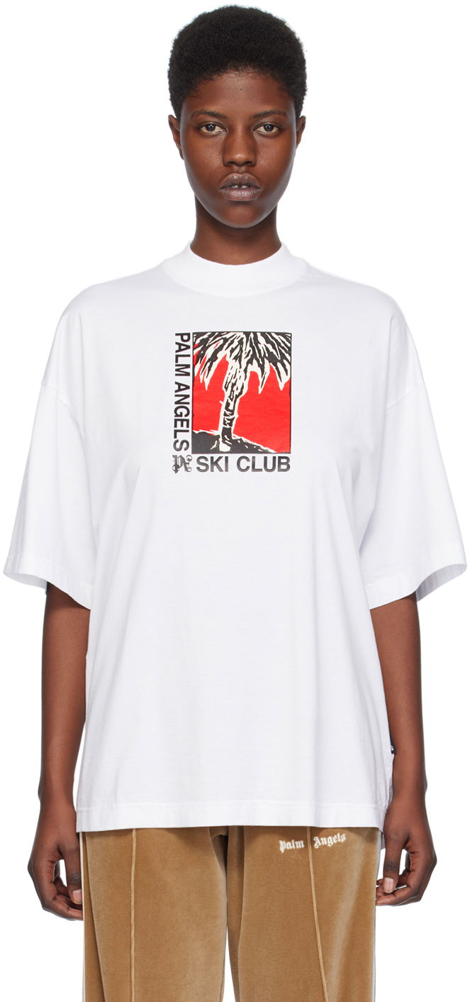 T-paita Palm Angels 'Ski Club' T-Shirt Valkoinen | PWAA017R24JER0020110