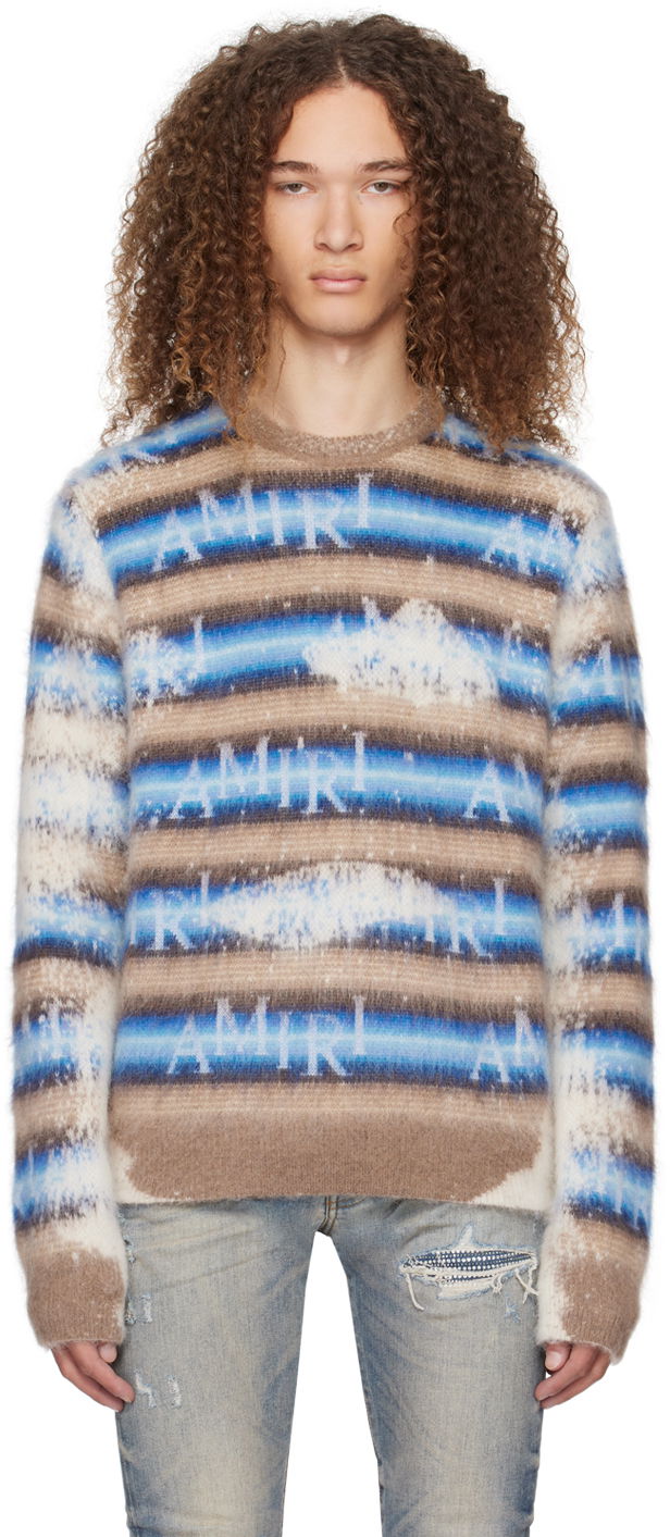 Villapaita AMIRI Staggered Striped Sweater Sininen | PS24MKL009