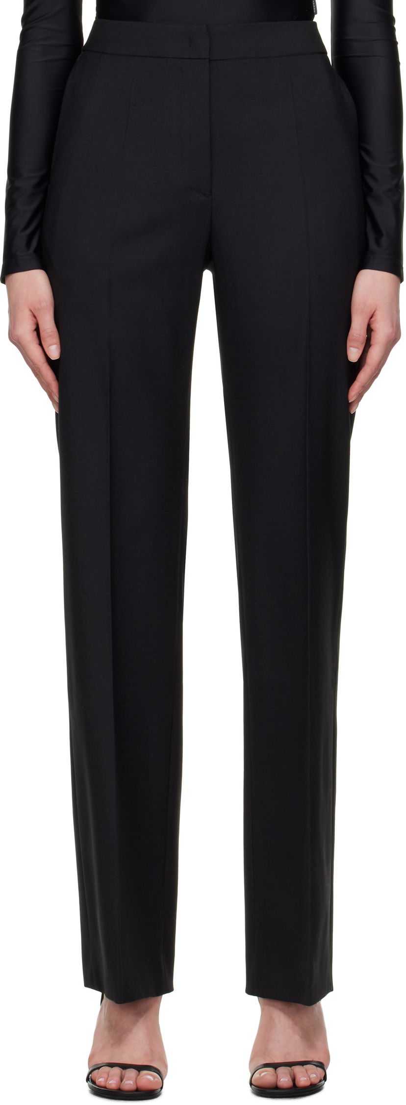Housut Marine Serre Marine Serre Virgin Wool Twill Wide Leg Trousers Musta | WPA154A RWOV0001