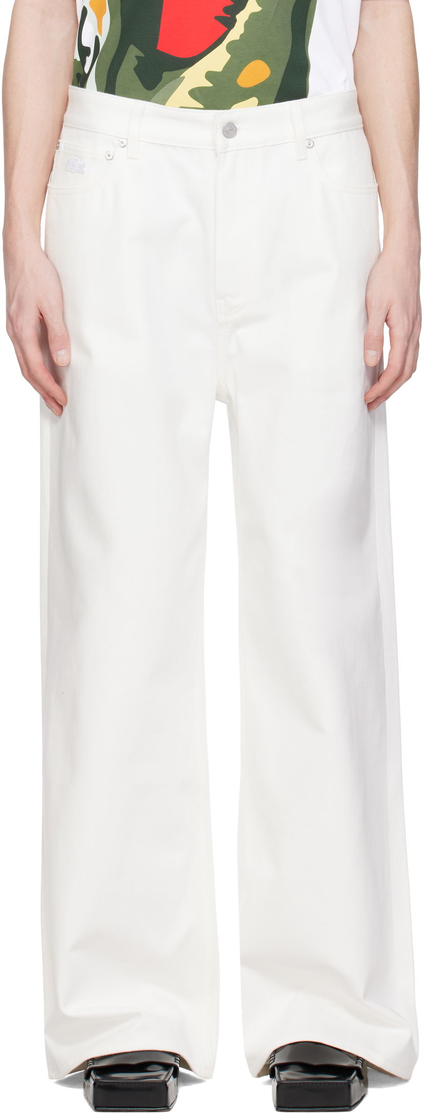 Housut Lacoste Lacoste Runway Wide Fit Selvedge Jeans Valkoinen | HH6744