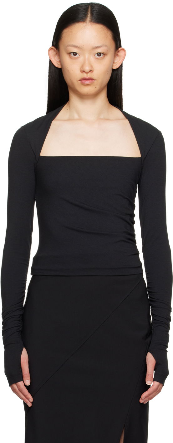 T-paita Helmut Lang Helmut Lang Shrug Long Sleeve T-Shirt Musta | N06HW518