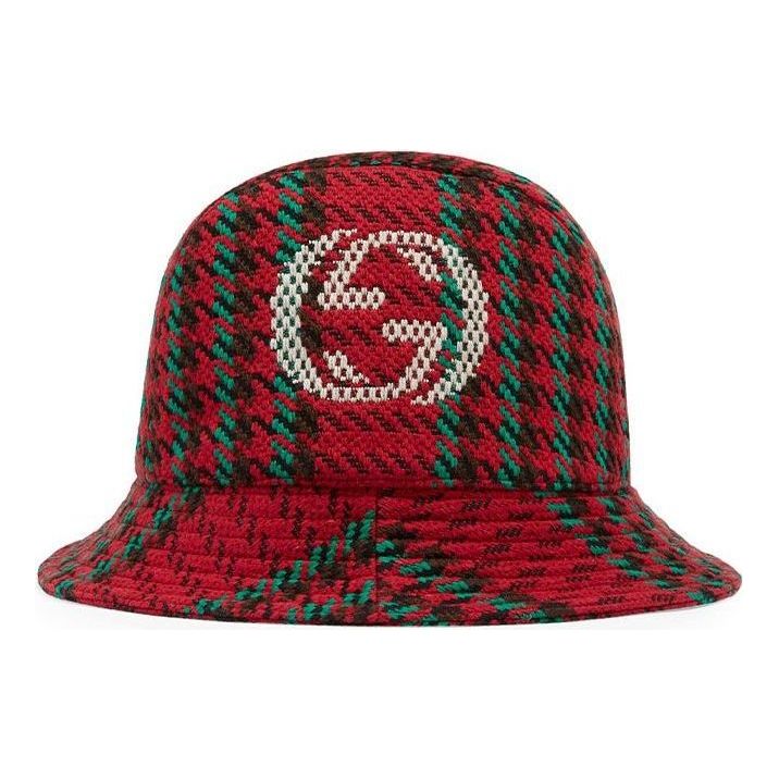 Hattu Gucci Gucci Houndstooth Wool Bucket Hat With Interlocking G Punainen | 640876-4HABN-8200