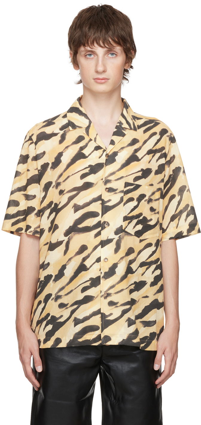 Paita Nanushka Abstract Print Relaxed Shirt Beige | NM22PFSH00171
