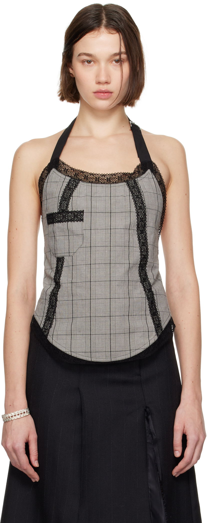 Tankkitoppi OUR LEGACY Our Legacy Plaid Halter Top Harmaa | W4244PV