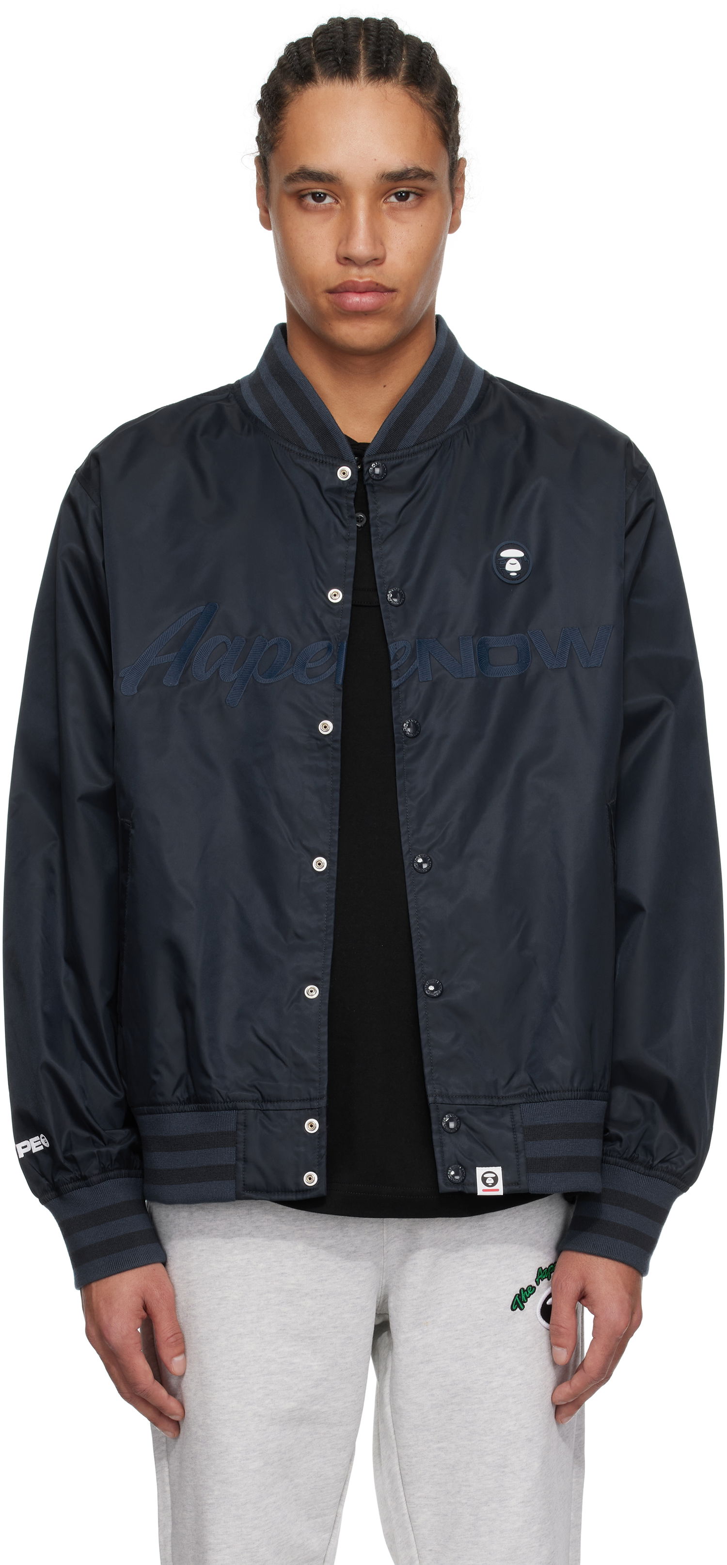 Bomber-takki AAPE by A Bathing Ape AAPE by A Bathing Ape 'AAPE Now' Varsity Bomber Jacket Tummansininen | AAPLJM7702XXNNYD, 0