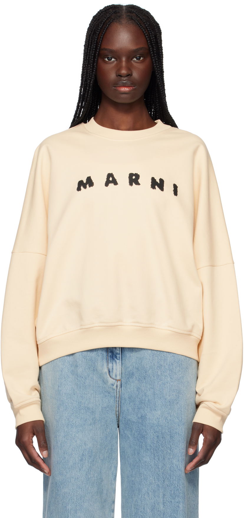 Huppari Marni Marni Crewneck Sweatshirt Beige | FLJE0185P7 USCX43