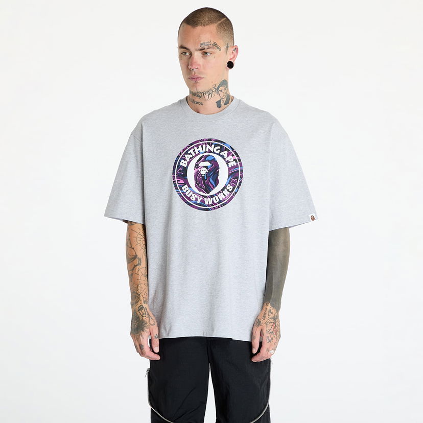 T-paita BAPE A BATHING APE Marbling Camo Busy Works Relaxed Fit Tee Gray Harmaa | 001TEK801324M GRA