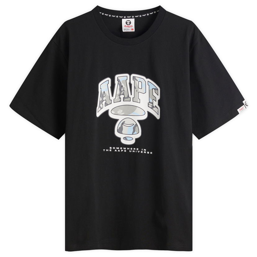 T-paita AAPE by A Bathing Ape AAPE Graffiti Small Face BLE Camo T-Shirt, Size Large Musta | AAPTEM1650XX-BLK