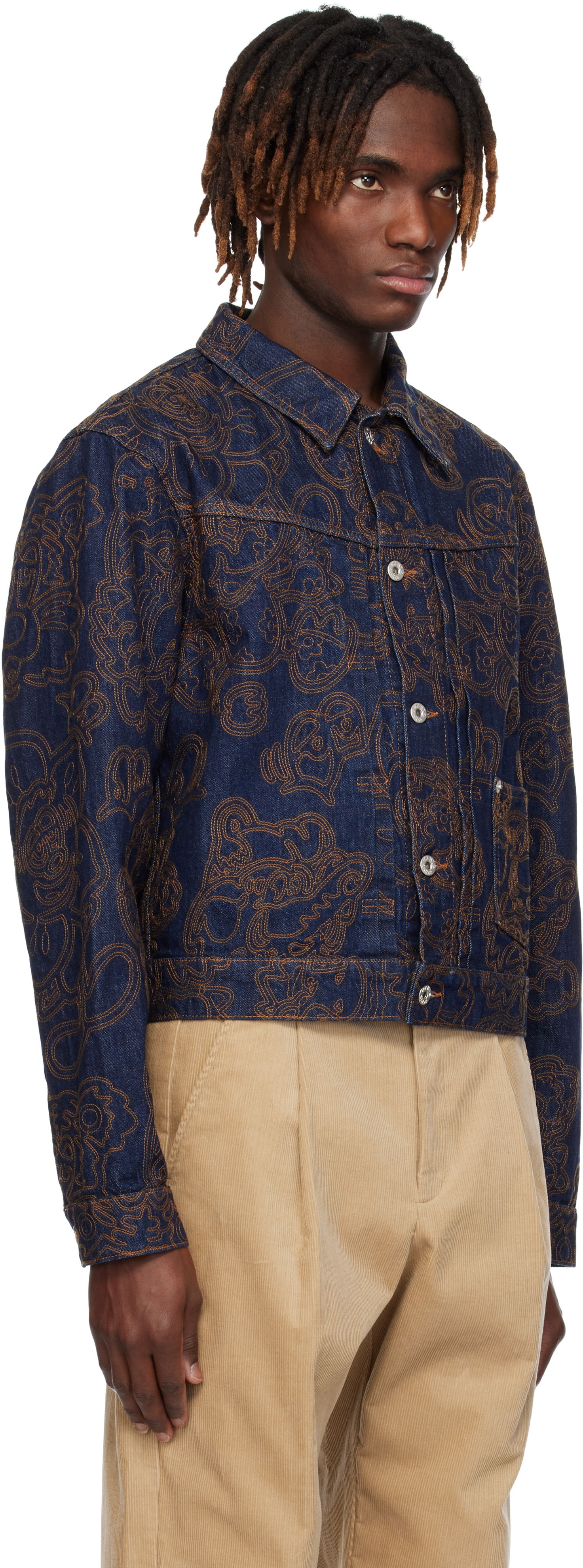 Takki KENZO Kenzo Paris VERDY Edition Embroidered Denim Trucker Jacket Sininen | FF55DV3096V1, 1