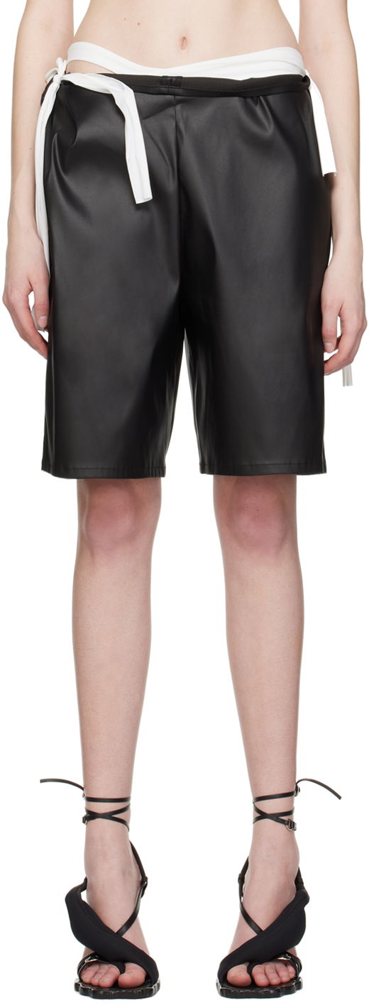 Shortsit Ottolinger Ottolinger Drape Faux-Leather Shorts Musta | 404501