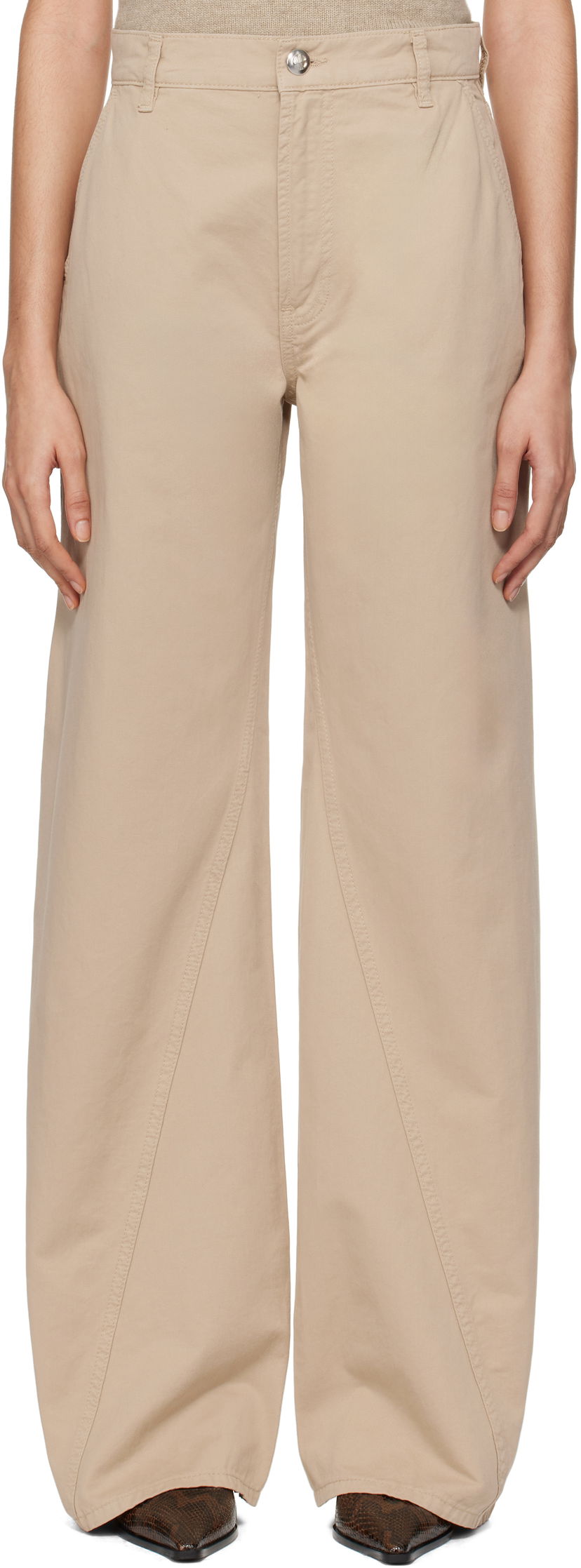 Housut Anine Bing ANINE BING Briley Wide Leg Trousers Beige | A-03-1149-OMA10