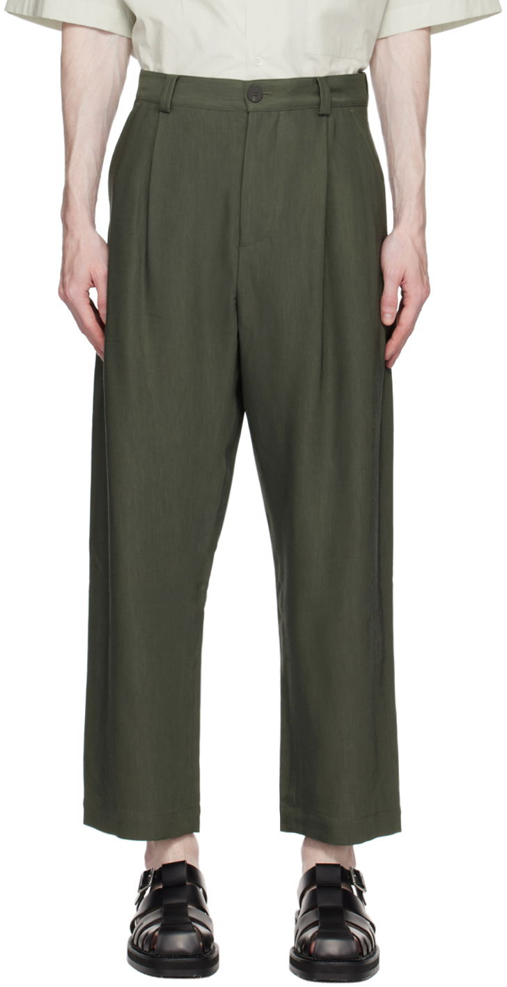 Housut Studio Nicholson Studio Nicholson Tuck Trousers Vihreä | TUCK SNM-787