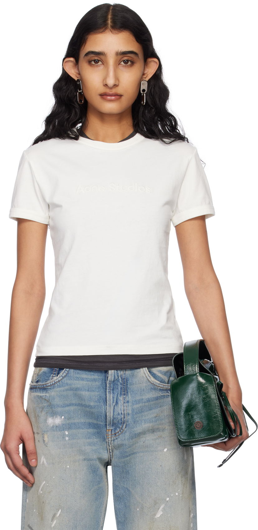 T-paita Acne Studios Acne Studios Fitted Logo T-Shirt Valkoinen | AL0469-