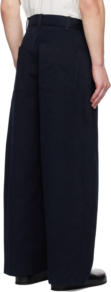 Housut Studio Nicholson Studio Nicholson Pleated Wide-Leg Trousers Tummansininen | SORTE SNM - 1248, 2