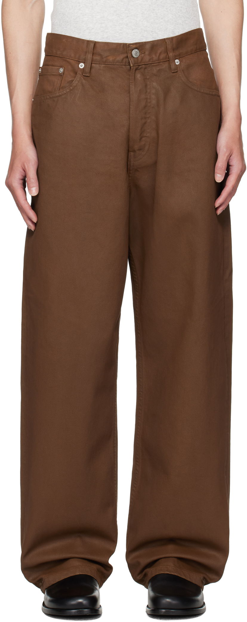 Jeans Dries Van Noten Dries Van Noten Loose Fit Coated Jeans Ruskea | 252-020927-2383
