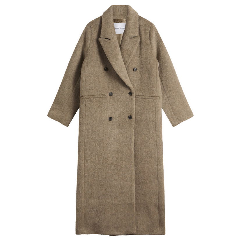 Takit Samsoe Samsoe Sajilla Hairy Wool Double-breasted Coat Beige | F25400029-CLR002394