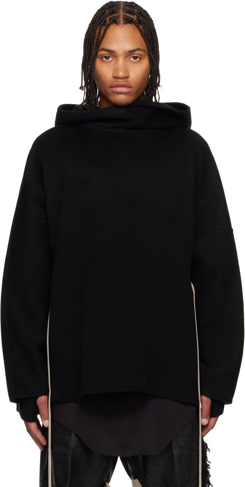 Huppari Rick Owens Concordians Cashmere Tunic Hoodie Musta | RR02E1502 DWS