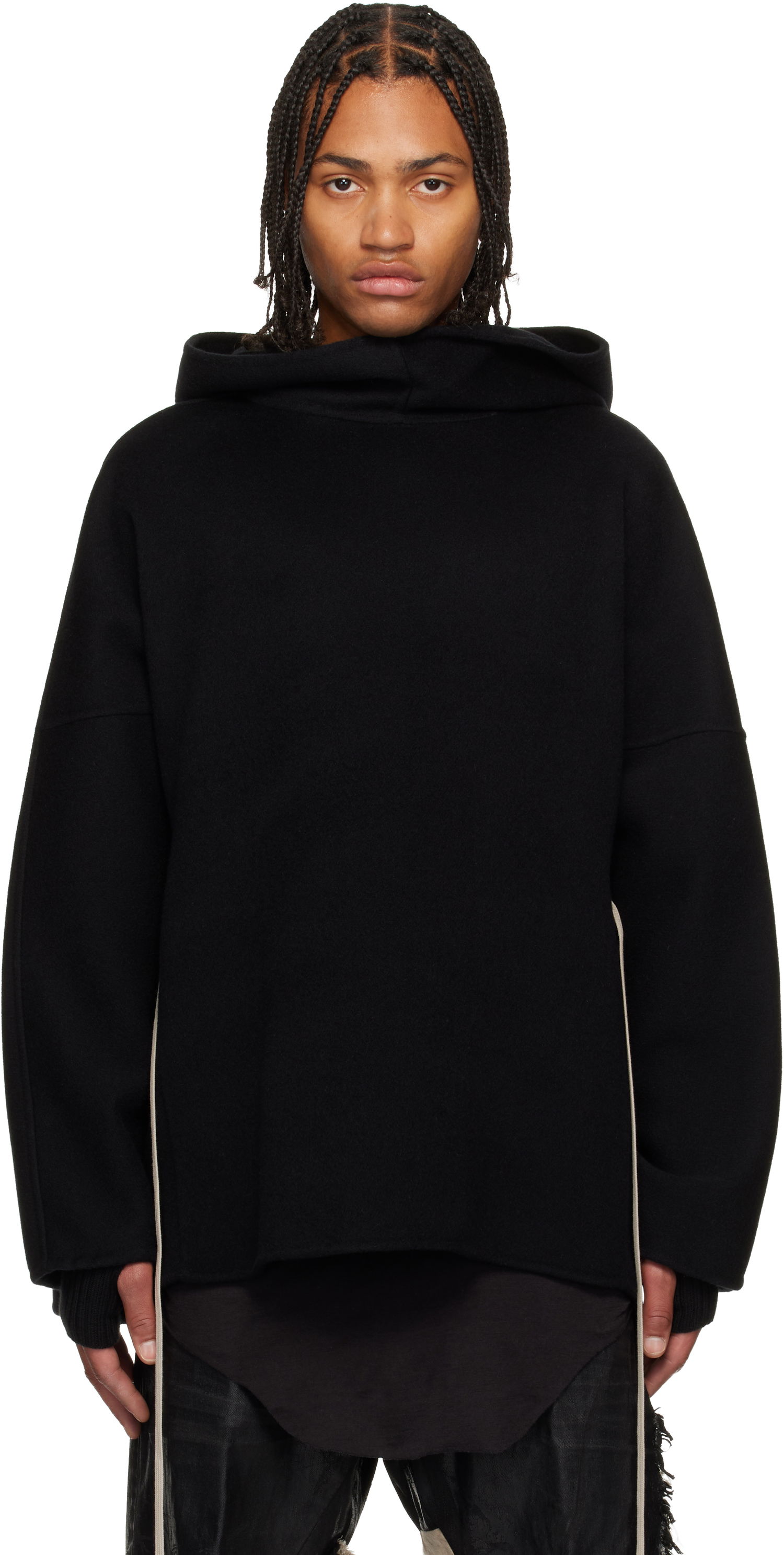 Huppari Rick Owens Concordians Cashmere Tunic Hoodie Musta | RR02E1502 DWS, 0