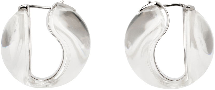 Korvakorut Coperni Coperni Silver & Transparent Logo Hoop Earrings Metallinen | COPBI04J1007