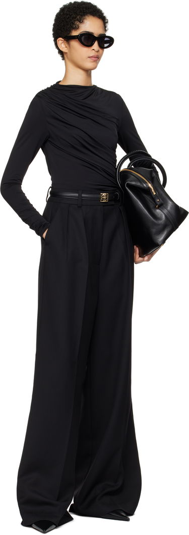 T-paita Anine Bing Anine Bing Bray Draped Jersey Top Musta | A-08-10037-BLK29, 4