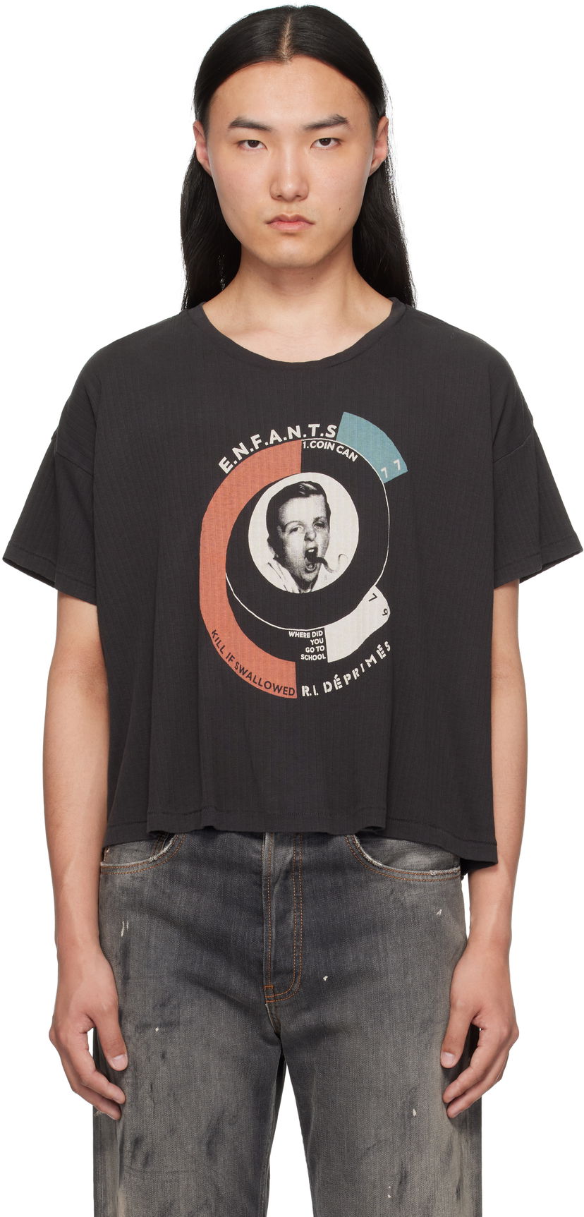 Crop top Enfants Riches Déprimés Enfants Riches Déprimés Snake Boy Rib Cropped T-Shirt Musta | 010-825