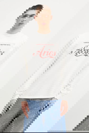 T-paita Aries Aries Faded Cola LS Tee Long Sleeve T-Shirt Valkoinen | AR6265203, 0