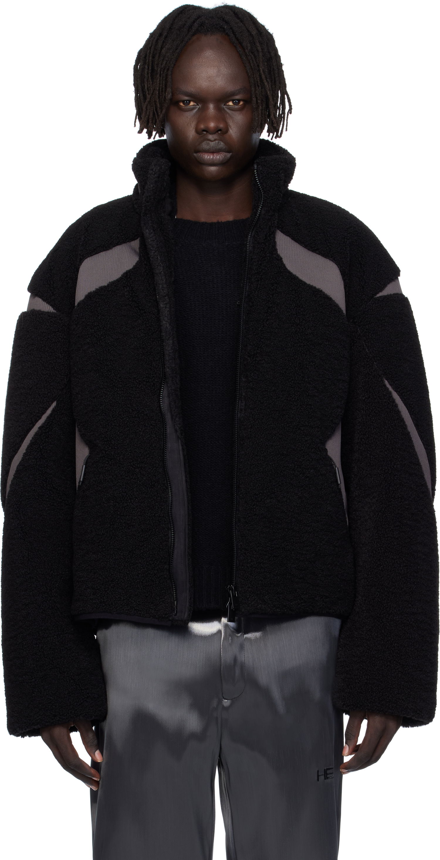 Takki HELIOT EMIL Custo Fleece Jacket Musta | AW25_M_02_139_BLK01_CO, 0
