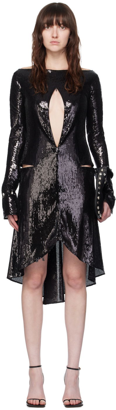 Mekko Courrèges Women's Sequin Ellipse Midi Dress Musta | 224CRO427PAI001