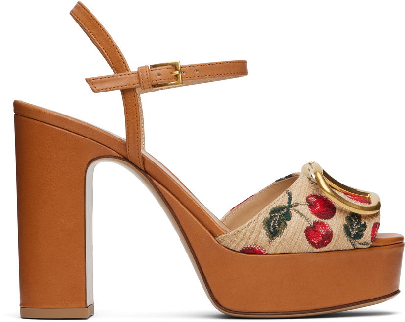 Kengänhoito Valentino Valentino Garavani VLogo Signature Cherryfic Platform Sandals Ruskea | 6W0S0FG2NNX